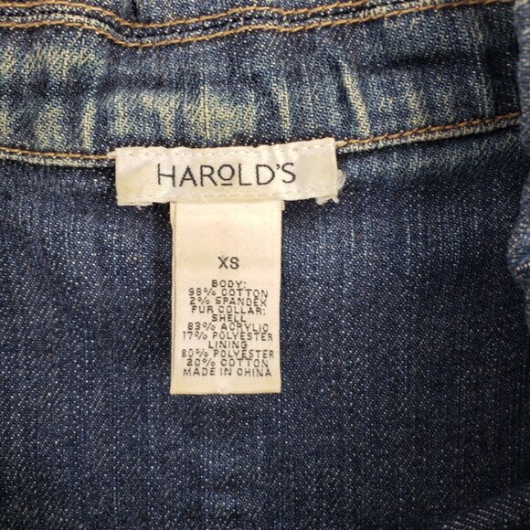 Harolds XS Blue Denim Jacket Vintage Jeans Fall Cotton Spandex Coat - Picture 7 of 16